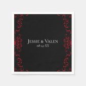 赤と黒の渦巻きゴシック結婚ズ スタンダードカクテルナプキン (正面)