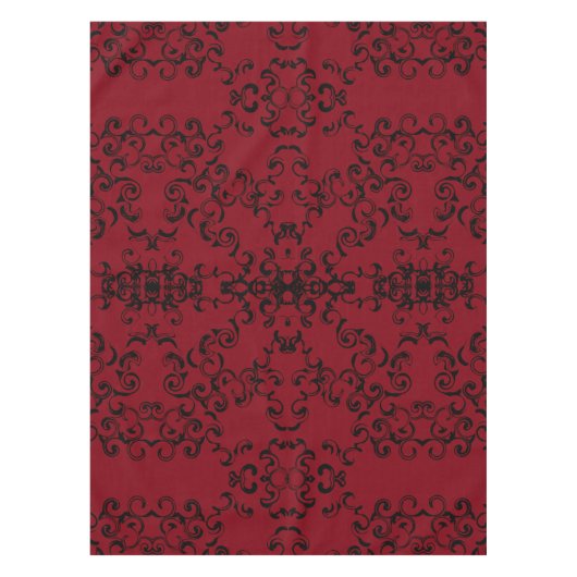 赤と黒の渦巻きゴシック結婚ズ テーブルクロス (正面)