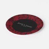 赤と黒の渦巻きゴシック結婚ズ ペーパープレート (アングル)