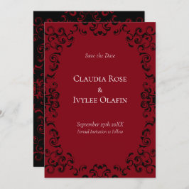 赤と黒の渦巻きゴシック結婚ズ 招待状