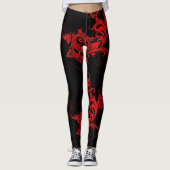 赤と黒の渦巻ガーリーきデザイン レギンス (正面)