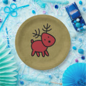 赤と黒の漫画の可愛いクリスマストナカイ ペーパープレート (パーティー)