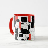 赤と黒の猫アートキャットコラージカラーマポップ・アートのグ マグカップ (正面左)