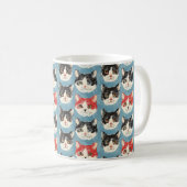赤と黒の猫パターン コーヒーマグカップ (正面右)