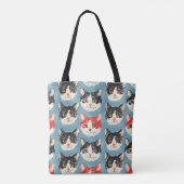 赤と黒の猫パターン トートバッグ (裏面)
