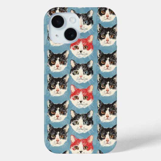 赤と黒の猫パターン Case-Mate iPhoneケース (裏面)