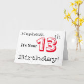 赤と黒の甥の13歳の誕生日の挨拶。 カード (黄色い花)