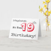 赤と黒の甥の19歳の誕生日の挨拶。 カード (黄色い花)