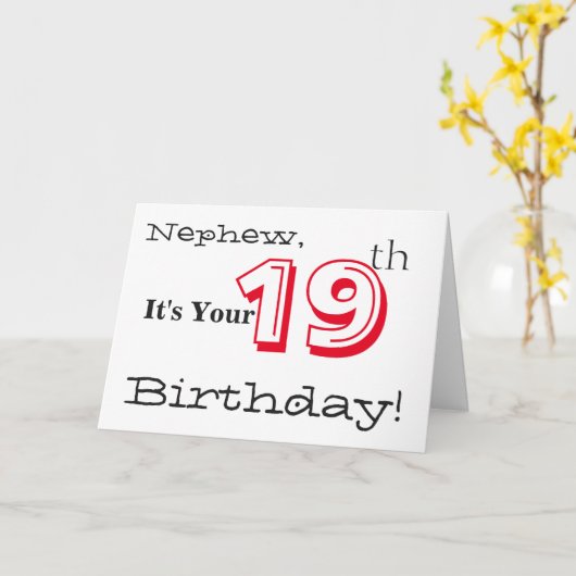 赤と黒の甥の19歳の誕生日の挨拶。 カード (黄色い花)