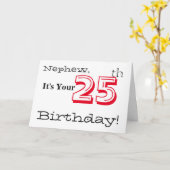 赤と黒の甥の25歳の誕生日の挨拶。 カード (黄色い花)