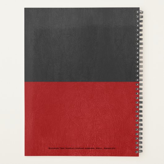 赤と黒の皮のフェイクスプリットスクリーン プランナー手帳 (裏面)