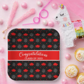 赤と黒の目盛りキャップパターン ペーパープレート (パーティー)