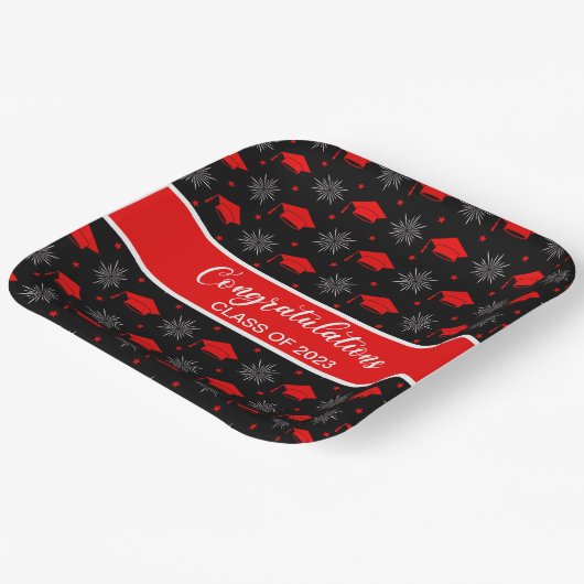 赤と黒の目盛りキャップパターン ペーパープレート (傾斜あり)