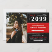 赤と黒の箱点々のあると鉛筆の卒業 招待状 (正面)