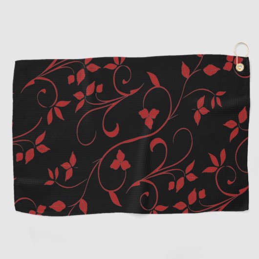 赤と黒の素晴らし装飾シダ ゴルフタオル (横)