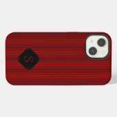 赤と黒の細い縦縞モノグラム iPhoneケース (裏面横)