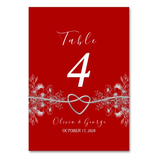 赤と黒の結婚テーブル番号 テーブルナンバー (裏面)