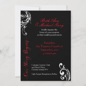 赤と黒の結婚式招待状テンプレート 招待状 (正面)