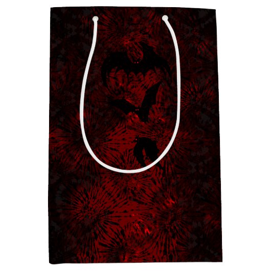 赤と黒の絞り染めこうもりゴシック抱き枕 ミディアムペーパーバッグ (正面)
