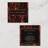 赤と黒の絵を描(ばちゃばちゃ)跳ねる美しい スクエア名刺 (正面/裏面)