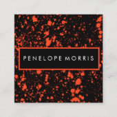 赤と黒の絵を描(ばちゃばちゃ)跳ねる美しい スクエア名刺 (正面)