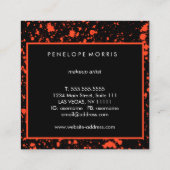 赤と黒の絵を描(ばちゃばちゃ)跳ねる美しい スクエア名刺 (裏面)