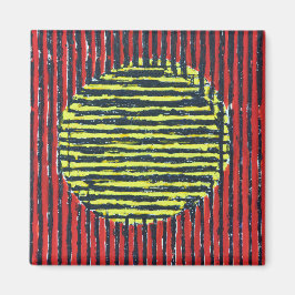 赤と黒の線を持つ大きな黄色の太陽の点 マグネット