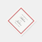 赤と黒の縁どクラシック伝統的結婚の スタンダードカクテルナプキン (角)