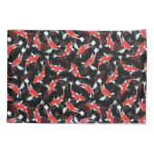 赤と黒の繰り返しモチーフ |コイ魚の柄 枕カバー (裏面)