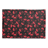 赤と黒の繰り返しモチーフ |スカルパターン 枕カバー (裏面)