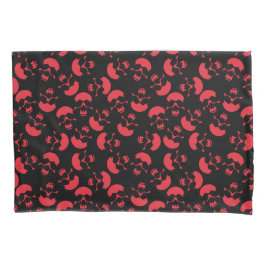 赤と黒の繰り返しモチーフ |スカルパターン 枕カバー