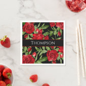 赤と黒の美しいトリム付きカスタム スタンダードカクテルナプキン (インサイチュ)