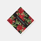 赤と黒の美しいトリム付きカスタム スタンダードカクテルナプキン (角)