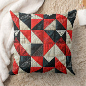 赤と黒の色調の怠惰なパッチワーク クッション (ブランケット)