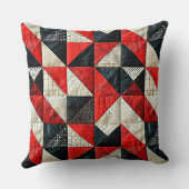 赤と黒の色調の怠惰なパッチワーク クッション (裏面)