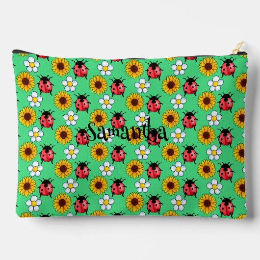 赤と黒の花のテントウムシ アクセサリーポーチ (裏面)