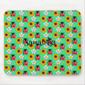 赤と黒の花のテントウムシ マウスパッド (正面)