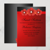 赤と黒の花のバンド スイート16の誕生日パーティー招待状 招待状 (正面/裏面)