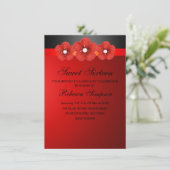 赤と黒の花のバンド スイート16の誕生日パーティー招待状 招待状 (スタンド正面)