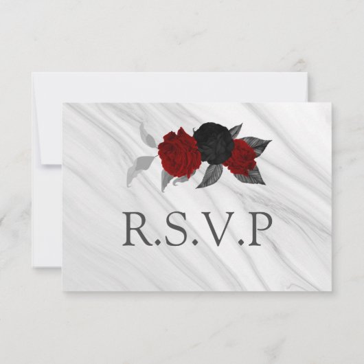 赤と黒の花の大理石料理 出欠カード (裏面)