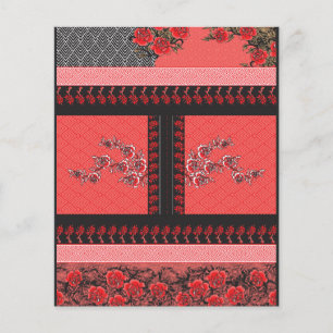 赤と黒の花の模様 チラシ