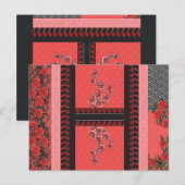 赤と黒の花の模様 ポストカード (正面/裏面)