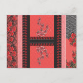 赤と黒の花の模様 ポストカード (正面)