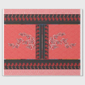 赤と黒の花の模様 ラッピングペーパー (フラット)