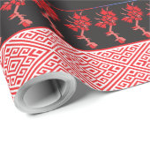 赤と黒の花の模様 ラッピングペーパー (ロールコーナー)