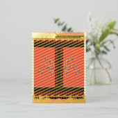 赤と黒の花の模様 箔シーズンポストカード (立ち正面)