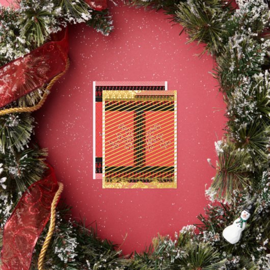 赤と黒の花の模様 箔シーズンポストカード (インサイチュ)