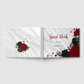 赤と黒の花グレー植物大理石 ゲストブック (全面)