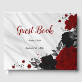 赤と黒の花グレー植物大理石 ゲストブック (正面)