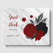 赤と黒の花グレー植物大理石 ゲストブック (正面)